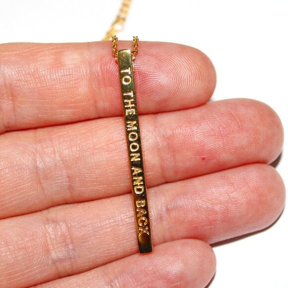 Sterling Silver Gold Tone To The Moon And Back Necklace - Picture 7 of 7